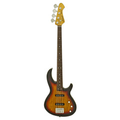 Aria 313JP Detroit Series 4-String Fretless Bass Guitar in Open-Pore Sunburst Finish