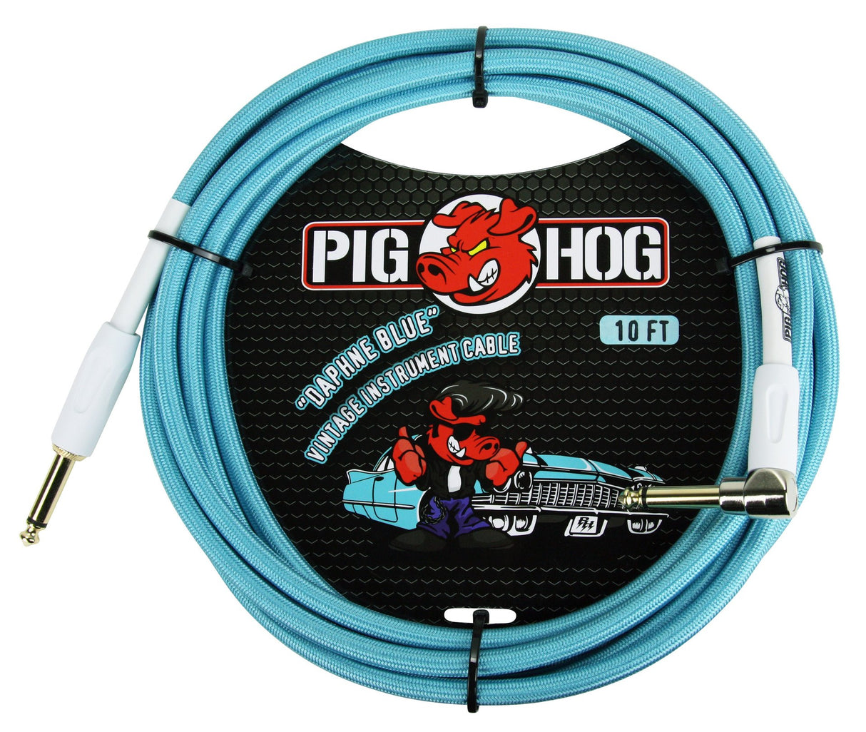 Pig Hog "Daphne Blue" Instrument Cable, 10ft. Right Angle