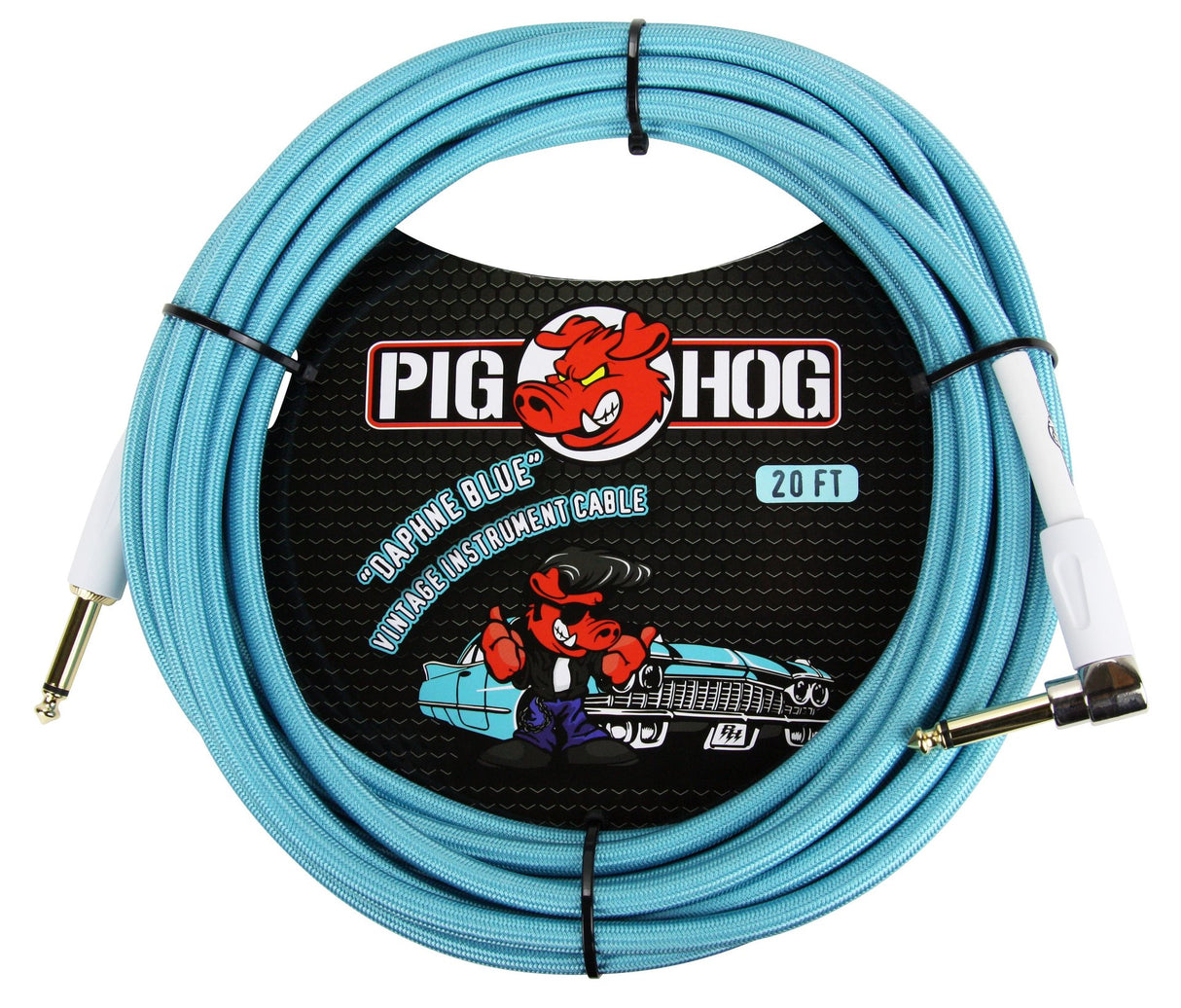 Pig Hog "Daphne Blue" Instrument Cable, 20ft. Right Angle