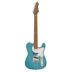 Aria 615-MK2 Nashville Electric Guitar in Turquoise Blue Gloss Finish