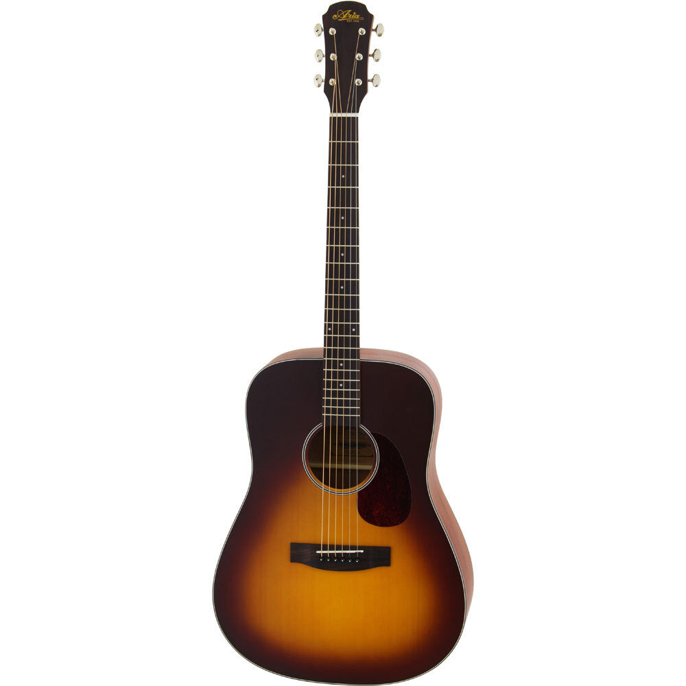 Aria 100 Series Dreadnought Body Acoustic Guitar in Matte Tobacco Sunburst