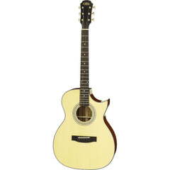 Aria 200 Series OM Acoustic Electric Guitar with Venetian Cutaway in Natural Gloss