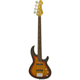 Aria 313JP Detroit Series 4-String Fretless Bass Guitar in Open-Pore Sunburst Finish