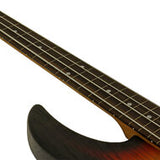 Aria 313JP Detroit Series 4-String Fretless Bass Guitar in Open-Pore Sunburst Finish