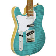 Aria 615-MK2 Nashville Left Handed Electric Guitar in Turquoise Blue Gloss Finish