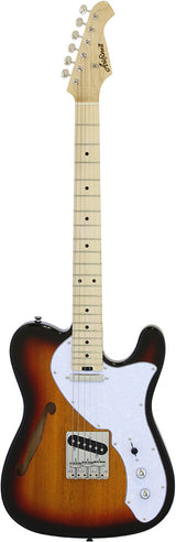 Aria 615-TL Series Semi-Hollow Electric Guitar in 3-Tone Sunburst Gloss