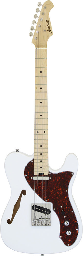 Aria 615-TL Series Semi-Hollow Electric Guitar in White Gloss