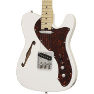 Aria 615-TL Series Semi-Hollow Electric Guitar in White Gloss