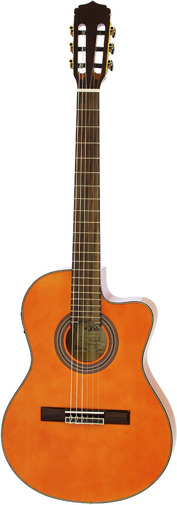 Aria A48 Series AC/EL Classical/Nylon String Thin Body Guitar with Cutaway in See-Thru Orange