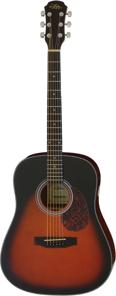 Aria ADW-01 Series Dreadnought Acoustic Guitar in Brown Sunburst Gloss Finish