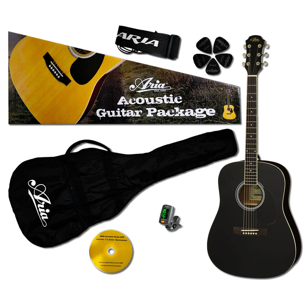 Aria Prodigy Series Acoustic Guitar Package in Black