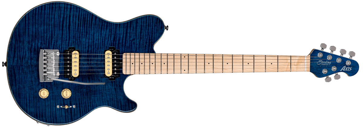 Sterling By Music Man Axis AX3 Flame Maple in Neptune Blue