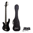 Casino '24 Series' Left Handed Short Scale Tune-Style Electric Bass Guitar Set (Black)-CTB-24SL-BLK