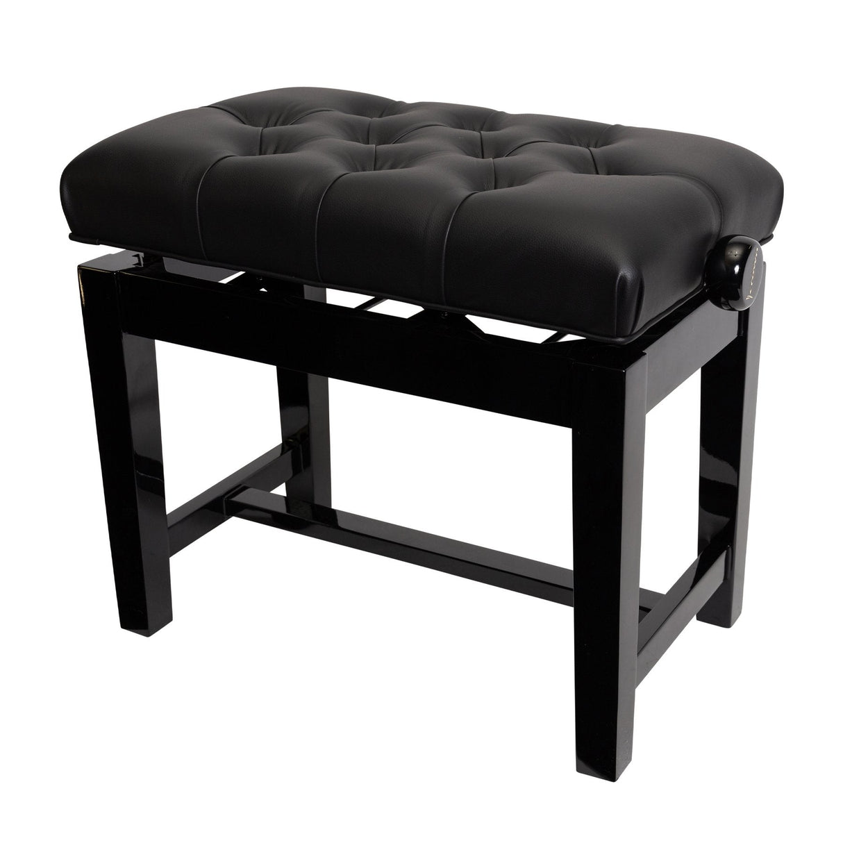 Crown Deluxe Frame Tufted Height Adjustable Piano Stool (Black)-CPB-51-BLK