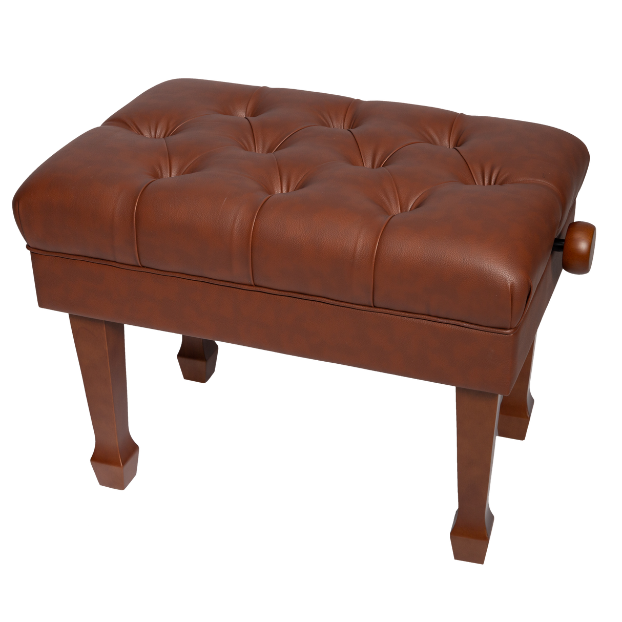 Crown Deluxe Skirted & Tufted Hydraulic Height Adjustable Piano Bench (Walnut)