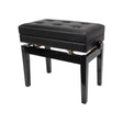 Crown Deluxe Tufted Height Adjustable Piano Stool with Storage Compartment (Black)-CPS-6AS-BLK