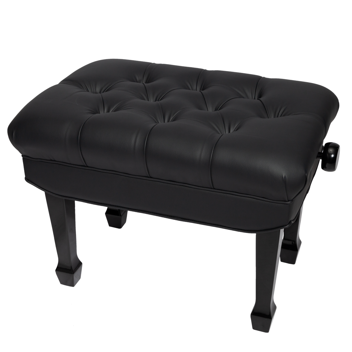 Crown Premium Skirted & Tufted Hydraulic Height Adjustable Piano Bench (Black)