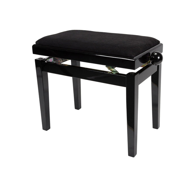 Crown Timber Trim Height Adjustable Piano Stool (Black Velvet)-CPS-5AV-BLK