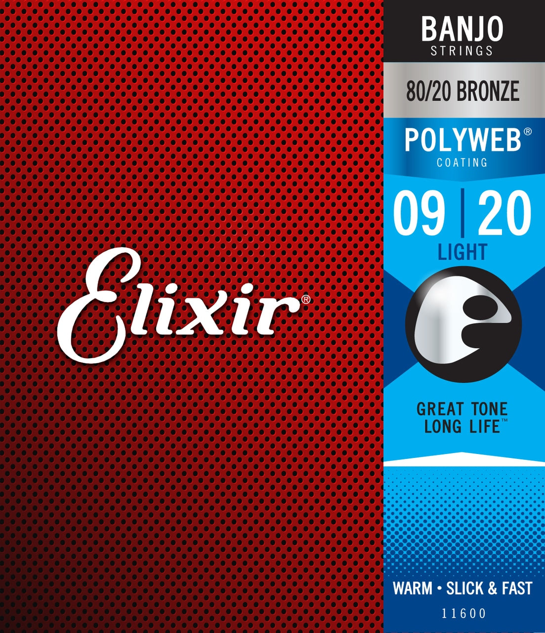 Elixir 11600 Polyweb Banjo   Light 9-20