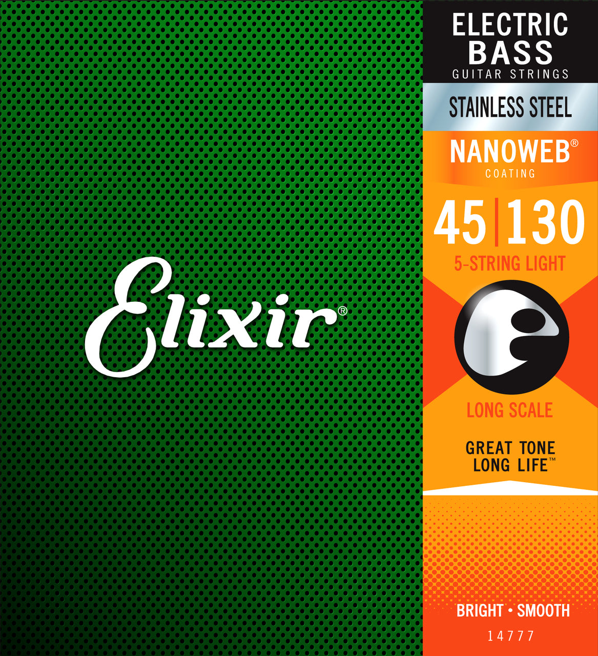 Elixir 14777 Nanoweb Bass  Stainless Steel Med-Light 45-130 5 String