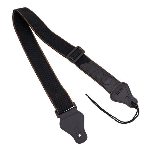 Fretz Polyweb Cotton Guitar Strap with Pick Holder (Black)-FGST-PCW25P-BLK