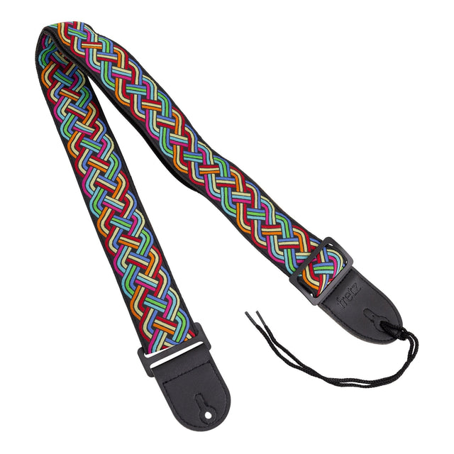 Fretz Woven Jacquard Polyster Guitar Strap (Neon)-FGST-RETRO60