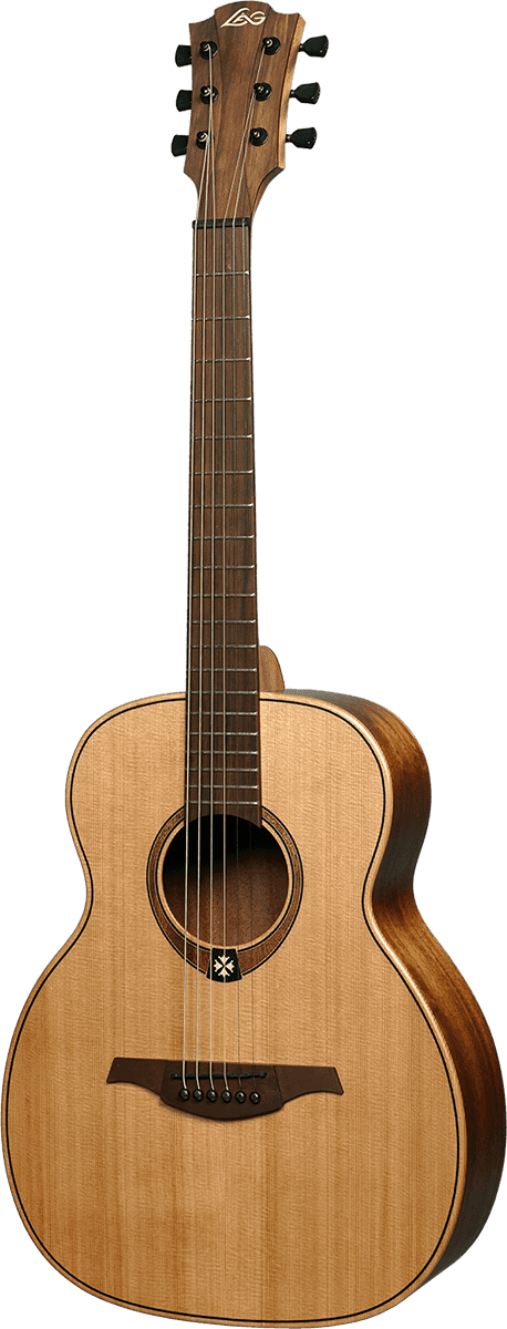 LAG Travel Guitar in Red Cedar With Gig Bag