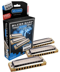 Hohner Blues Harp 3-Pce Harmonica Pro Pack in the Keys C, G, A