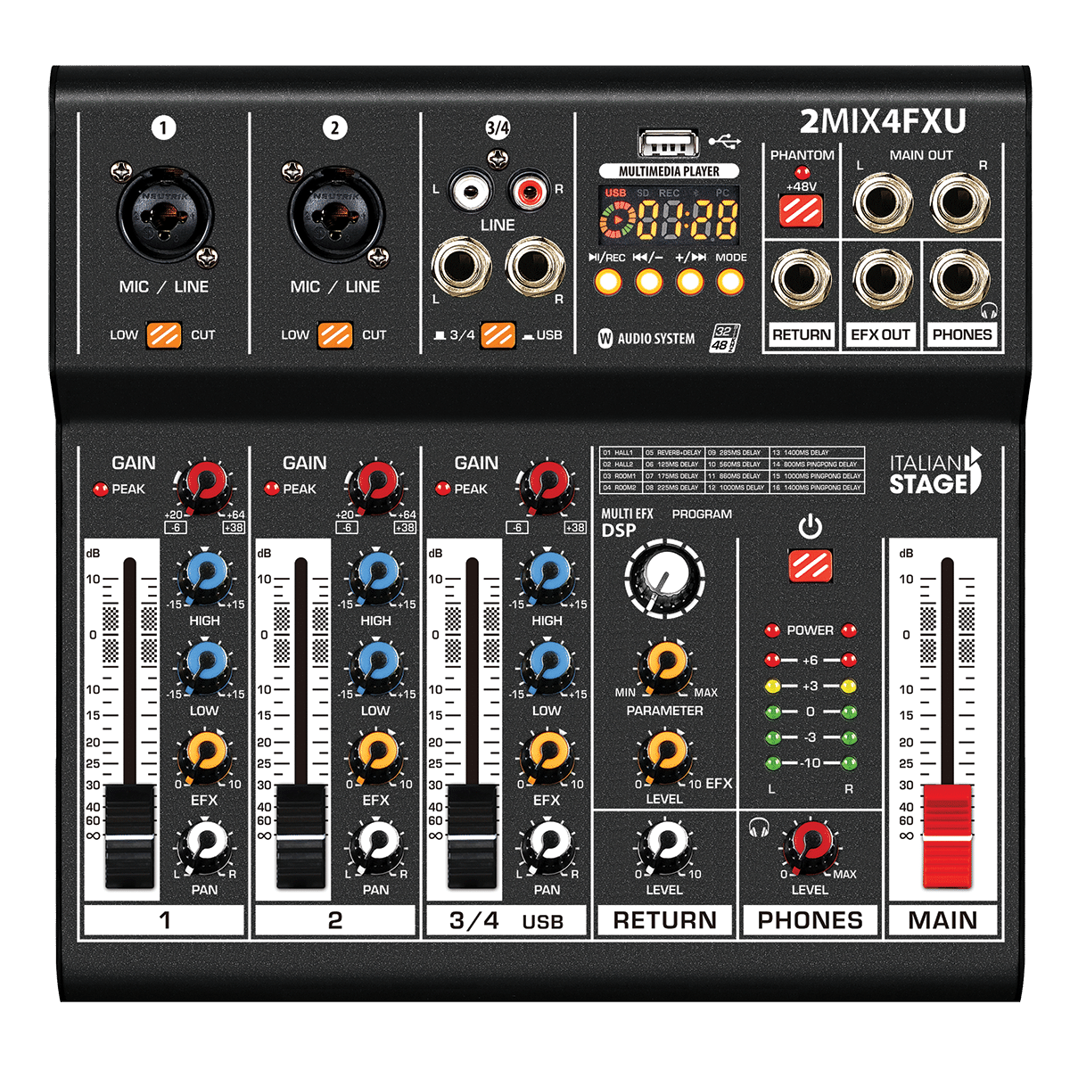 Italian Stage 2MIX4FXU 4-Channel Stereo Mixer