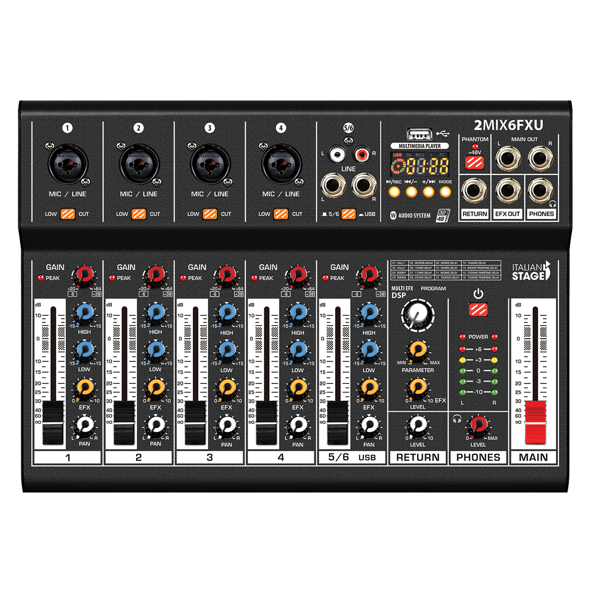 Italian Stage 2MIX6FXU 6-Channel Stereo Mixer