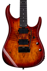 Sterling By Music Man JP150D Spalted Maple Guitar in Blood Orange Burst