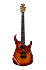 Sterling By Music Man JP150D Spalted Maple Guitar in Blood Orange Burst