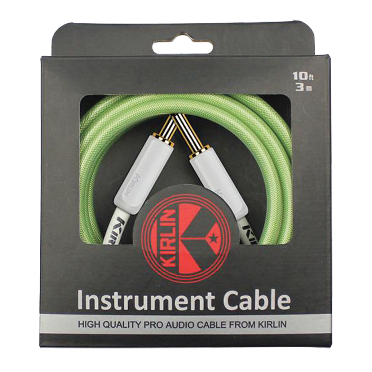 Kirlin KIPW201WGR-10 PVC Woven Premium Plus Instrument Cable 10Ft Green