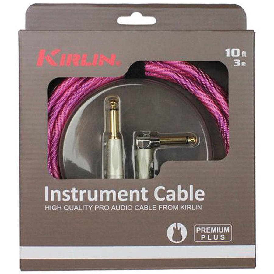 Kirlin IWB202WPP 10ft Premium Plus Wave Pink Instrument Cable RA to Straight