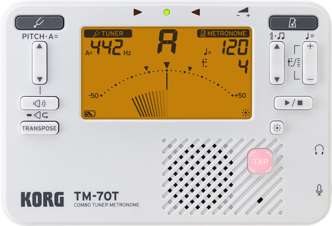 KORG TM 70 TUNER METRONOME W/ CONTACT MIC WHITE