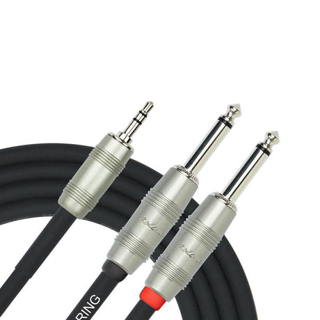 Kirlin KY362-10 Mono Signal 10Ft Cable 3.5mm TRS - 2 x 6.5mm