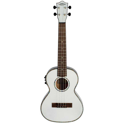 Lanikai Julia Michaels Signature Tenor AC/EL Ukulele in White Pearl Finish