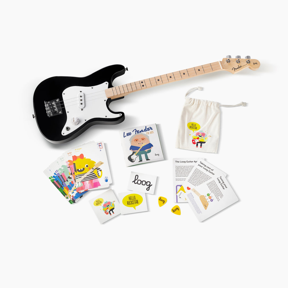 Fender X Loog Stratocaster by Loog Pro Electric in Black