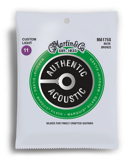 Martin Authentic Acoustic Marquis Silked 80/20 Bronze Custom Light Guitar String Set (11-52)