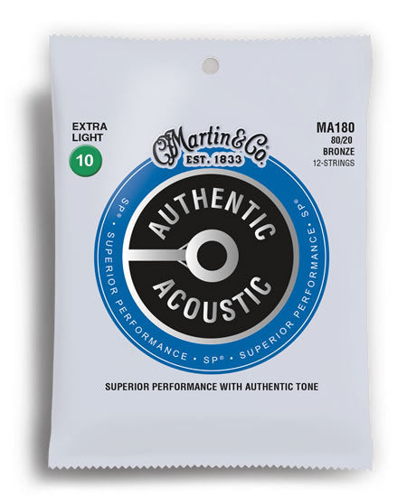 Martin Authentic Acoustic SP 80/20 Bronze Extra Light 12 String Guitar String Set (10-47)