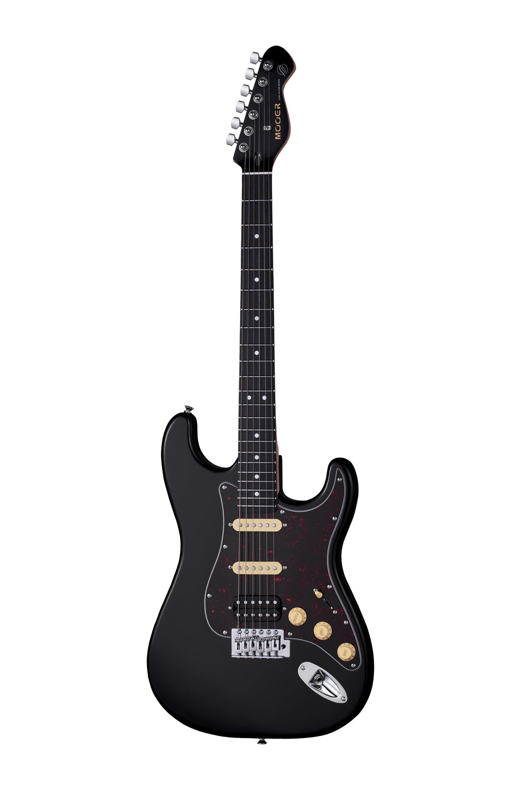 Mooer MSC10 ST-Style Electric Guitar in Black with Tortoise Scratch Plate