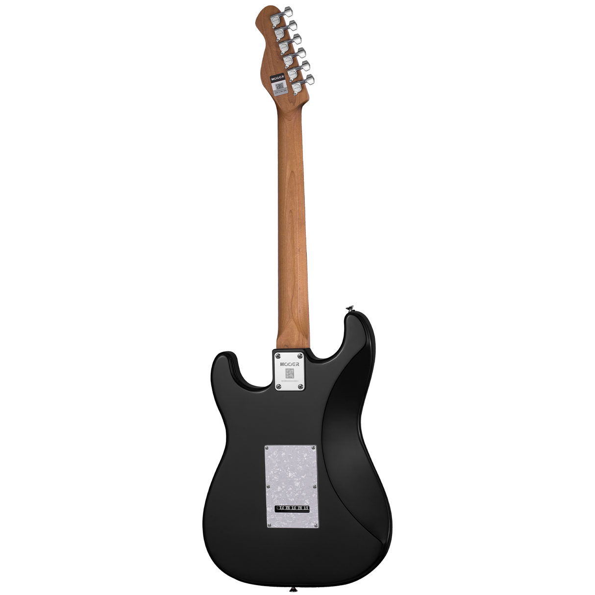 Mooer MSC10 ST-Style Electric Guitar in Black with White Scratch Plate