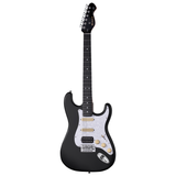 Mooer MSC10 ST-Style Electric Guitar in Black with White Scratch Plate