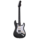 Mooer MSC10 ST-Style Electric Guitar in Black with White Scratch Plate