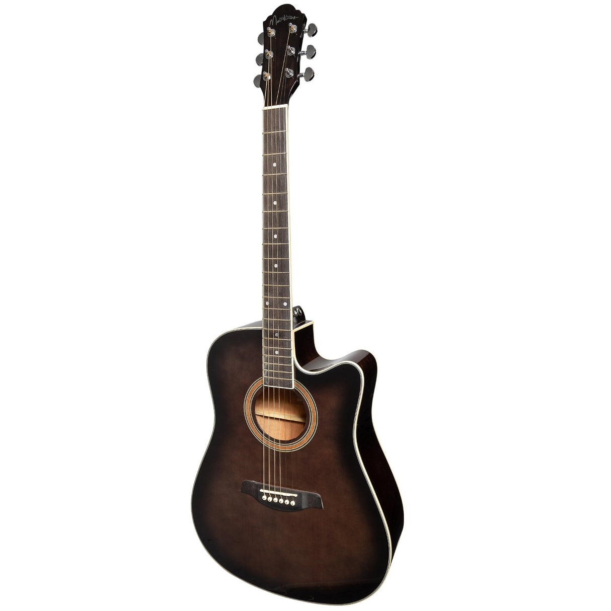 Martinez '41 Series' Dreadnought Acoustic Guitar. Cut-away Gloss Finish (Gloss Brown Burst)