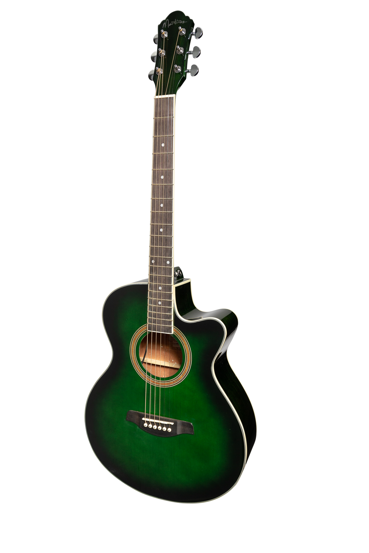 Martinez '41 Series' Folk Size Cutaway Acoustic-Electric Guitar (Green Burst)