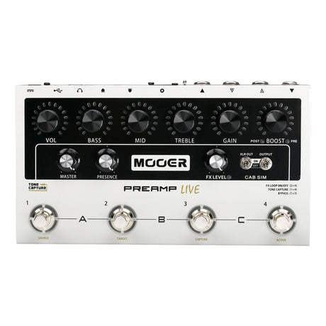 Mooer 'Preamp Live' 4-Channel Preamp & Cabinet Simulation Guitar Effects Processor-MEP-PALIVE