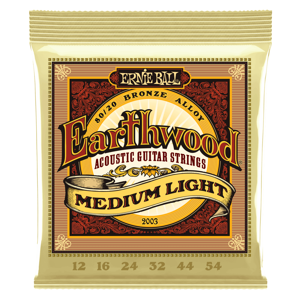 Ernie Ball Earthwood Medium Light 80/20 Bronze Acoustic Guitar String, 12-54 Gauge