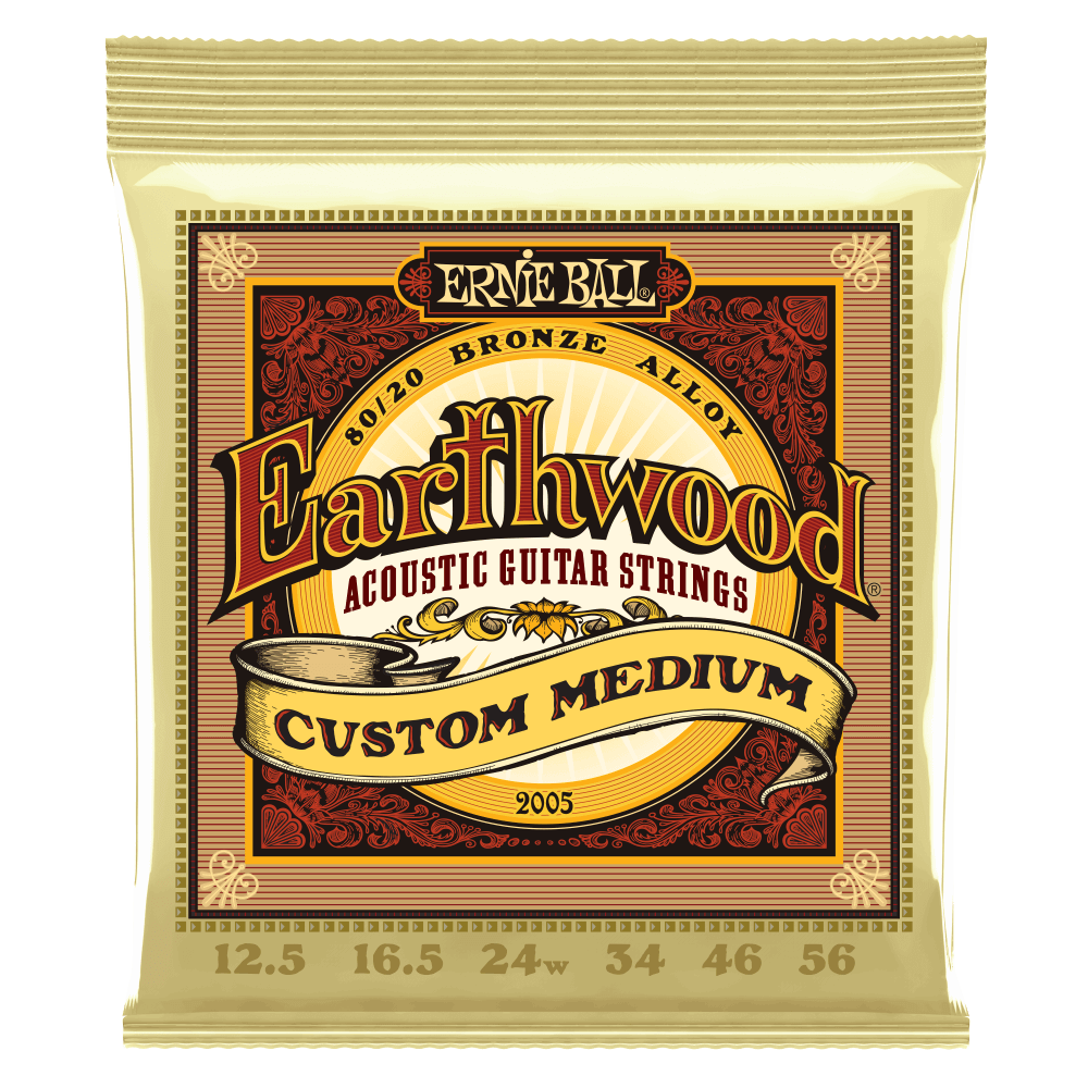 Ernie Ball Earthwood Custom Medium 80/20 Bronze Acoustic Guitar Strings 12.5-56