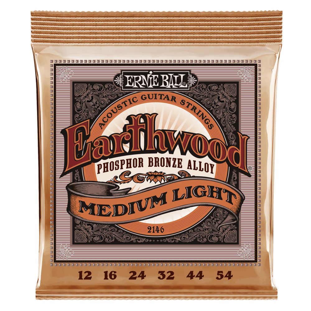 Ernie Ball Earthwood Medium Light Phosphor Bronze Acoustic Guitar String, 12-54 Gauge